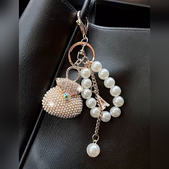 Handbags - Elegant Pearl and Gold Keychain Bag Charm
